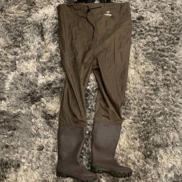Used FISHINGSIR Fishing Chest Waders w/ Boots Hunting Brown - Picture 1 of 8